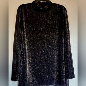 Alfani Metallic Black Long Sleeve Top